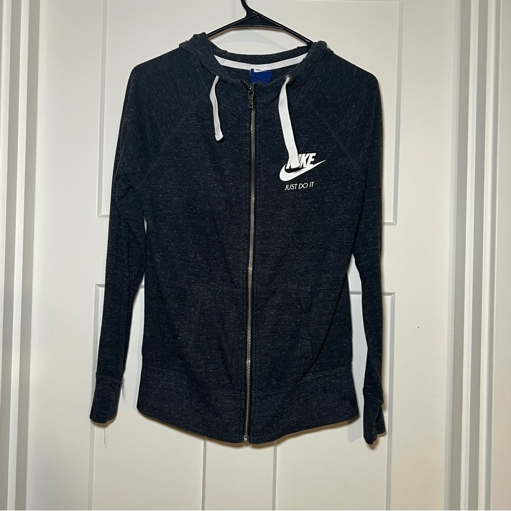 Nike | Full Zip Cotton Hooded Sweatshirt Gray Womens Ladies Size Small